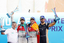 Jean-Eric Vergne, Techeetah, 3e, Lucas di Grassi, Audi Sport ABT Schaeffler, 2e, Daniel Abt, Audi Sport ABT Schaeffler, vainqueur du Berlin ePrix