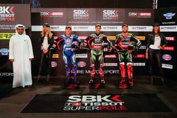 Top 3 Superpole: Jonathan Rea, Kawasaki Racing, Michael van der Mark, Pata Yamaha, Tom Sykes, Kawasa