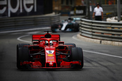 Sebastian Vettel, Ferrari SF71H, leads Lewis Hamilton, Mercedes AMG F1 W09