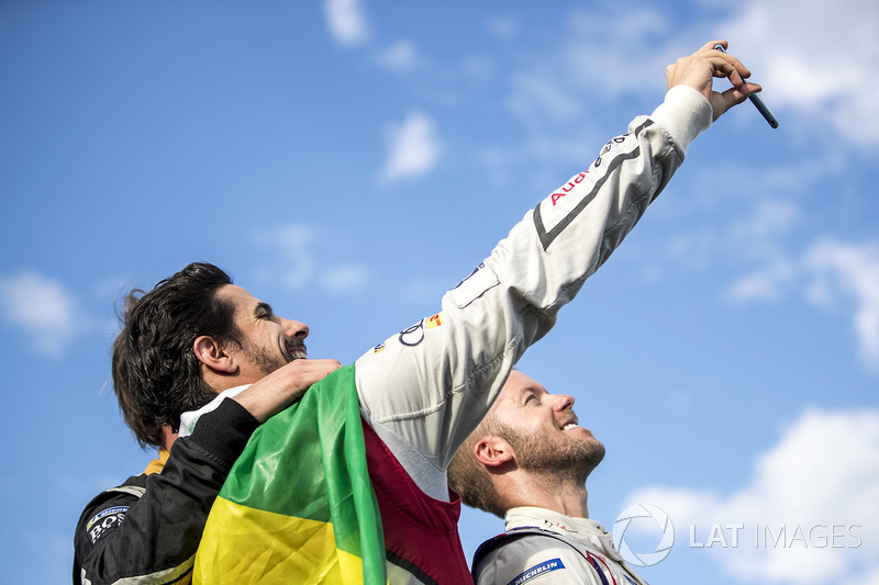 Lucas di Grassi, Audi Sport ABT Schaeffler, Sam Bird, DS Virgin Racing, celebrate on the podium