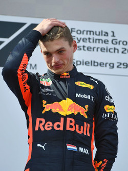 Race winner Max Verstappen, Red Bull Racing on the podium