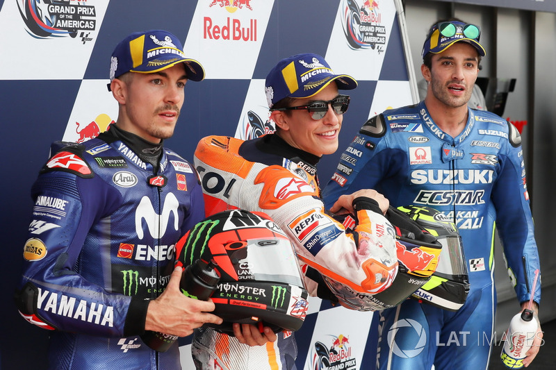 Top3 after qualifying: Maverick Viñales, Yamaha Factory Racing, Marc Marquez, Repsol Honda Team, Andrea Iannone, Team Suzuki MotoGP