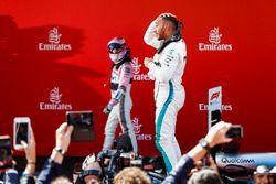 Lewis Hamilton, Mercedes AMG F1, 1st position, celebrates on arrival in Parc Ferme