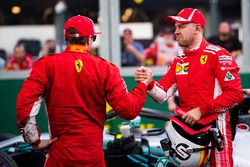 Kimi Raikkonen, Ferrari y Sebastian Vettel, Ferrari celebran en parc ferme