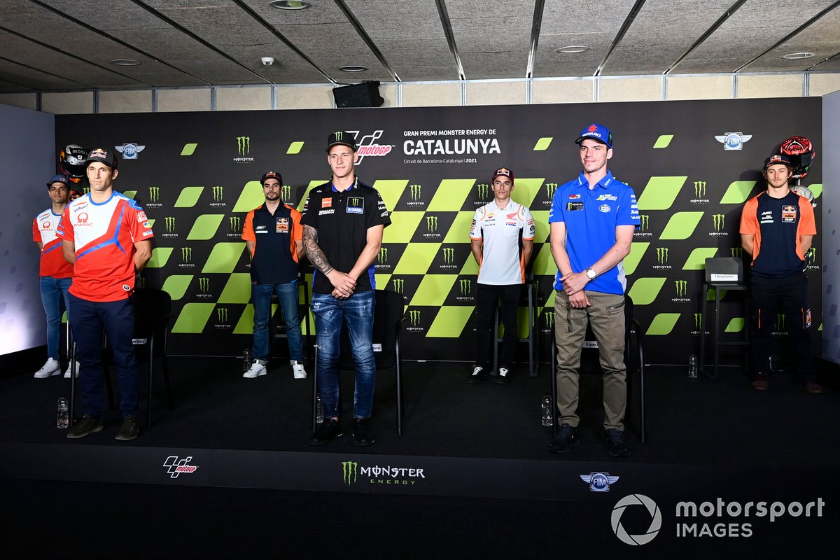 Jorge Martin, Pramac Racing, Johann Zarco, Pramac Racing, Miguel Oliveira, Red Bull KTM Factory Racing, Fabio Quartararo, Yamaha Factory Racing, Marc Marquez, Repsol Honda Team, Joan Mir, Team Suzuki MotoGP, Remy Gardner, Red Bull KTM Ajo