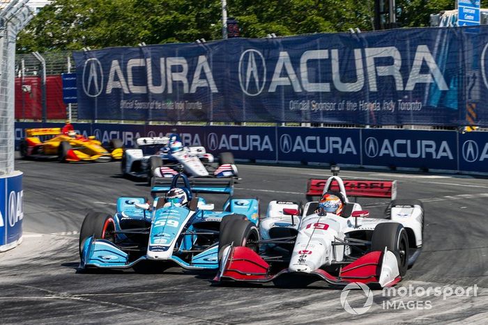 Max Chilton, Carlin Chevrolet, Santino Ferrucci, Dale Coyne Racing Honda, bump