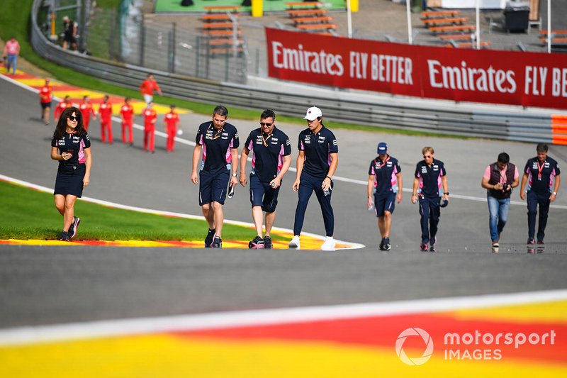 Lance Stroll, Racing Point, walks the track