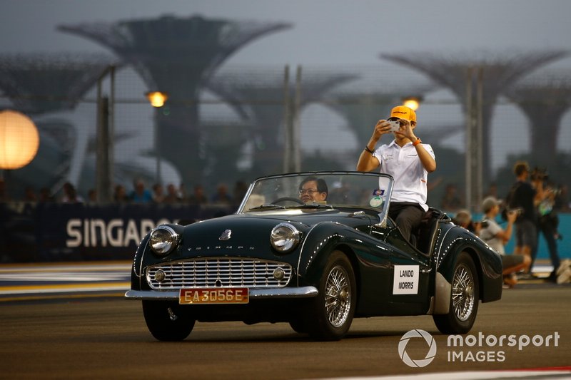Lando Norris, McLaren, in the drivers parade