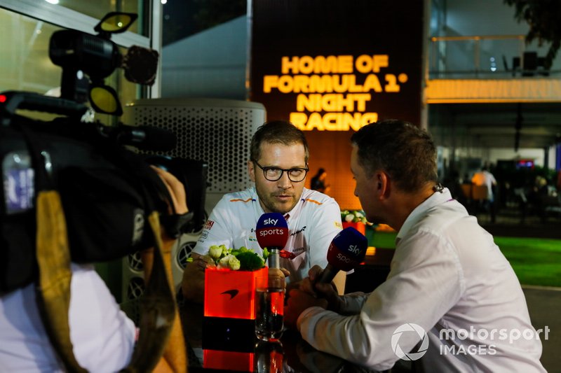 Andreas Seidl, Team Principal, McLaren, is interviewed
