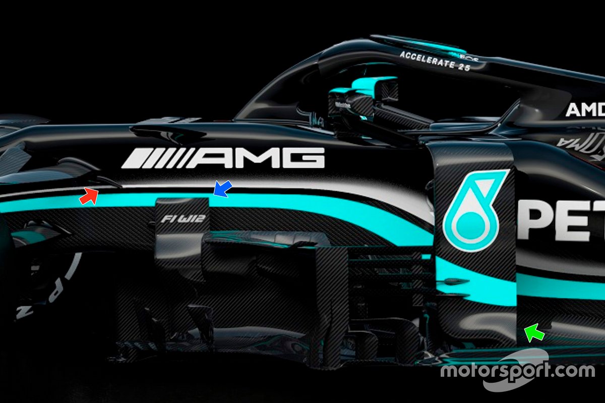 Mercedes AMG F1 W12 bargeboards and deflectors