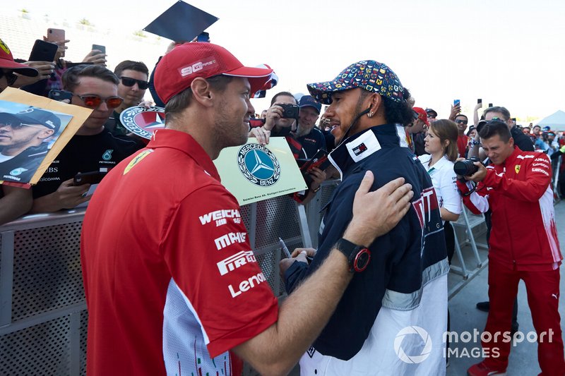 Sebastian Vettel, Ferrari and Lewis Hamilton, Mercedes AMG F1