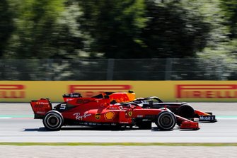 Sebastian Vettel, Ferrari SF90 en Max Verstappen, Red Bull Racing RB15