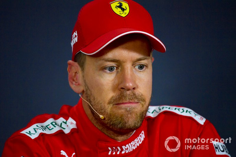Sebastian Vettel, Ferrari, in the post Qualifying Press Conference