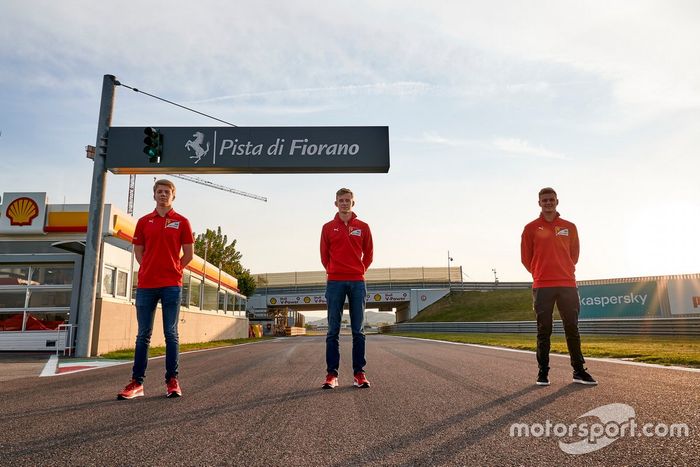 Callum Ilott, Mick Schumacher and Robert Shwartzman, Ferrari Driver Academy