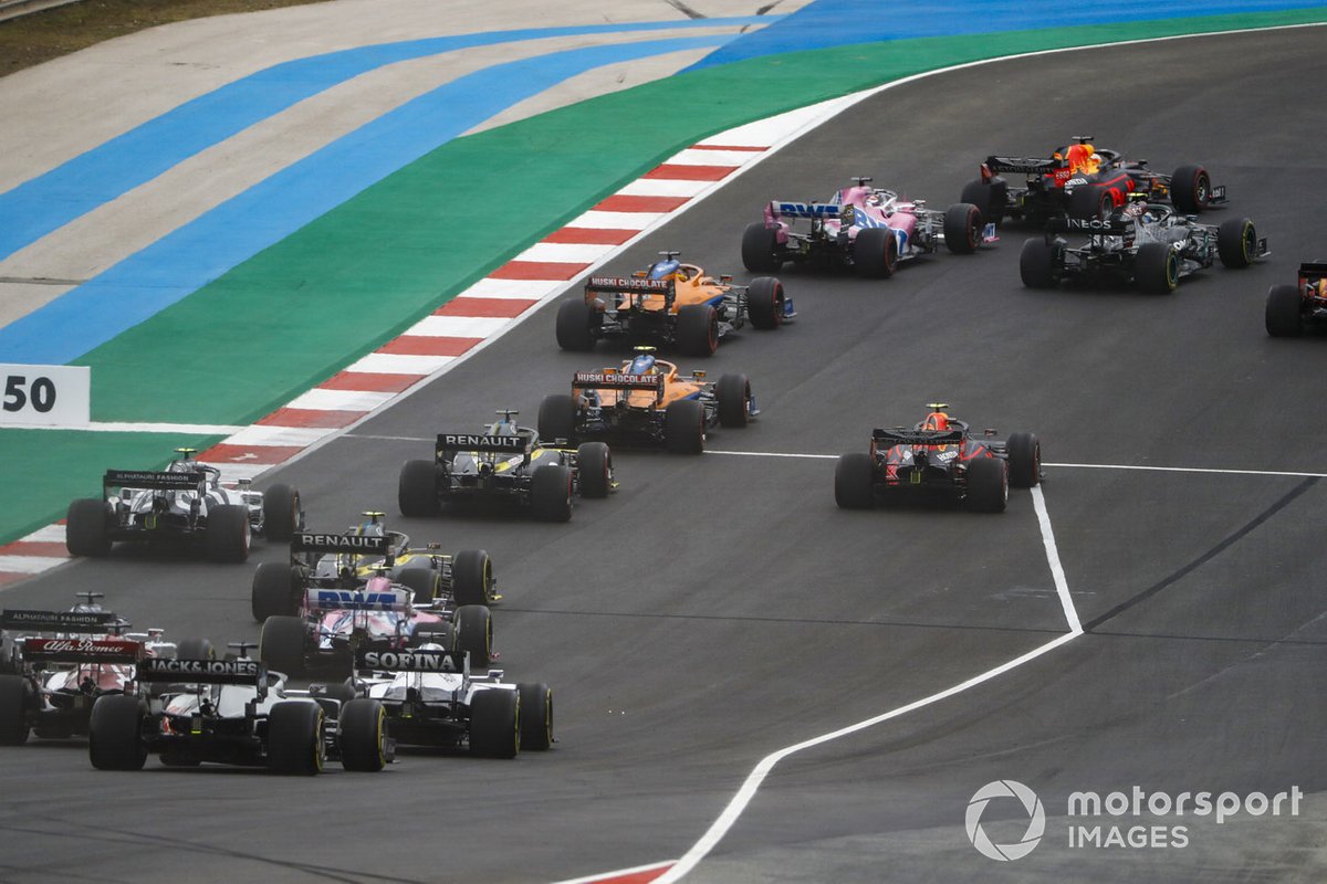 Max Verstappen, Red Bull Racing RB16, Valtteri Bottas, Mercedes F1 W11, Sergio Pérez, Racing Point RP20, Charles Leclerc, Ferrari SF1000, Carlos Sainz Jr., McLaren MCL35, Lando Norris, McLaren MCL35, Alex Albon, Red Bull Racing RB16