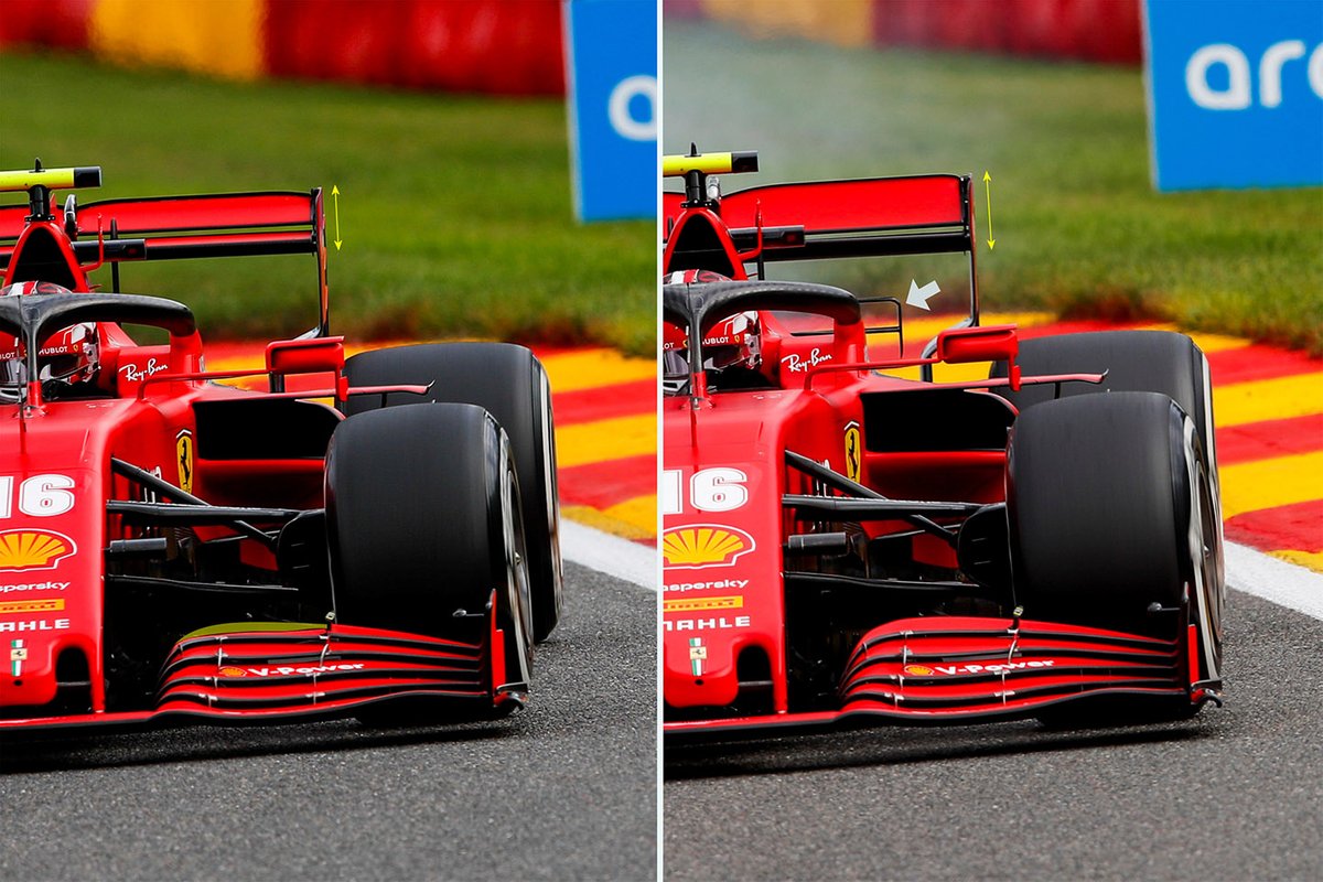 Soluzioni aerodinamiche a confronto sull'auto di Charles Leclerc, Ferrari SF1000