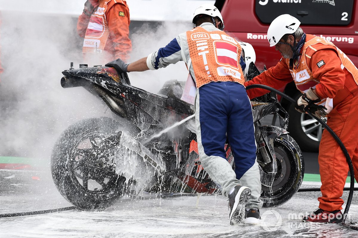 Bike of Dani Pedrosa, Red Bull KTM Factory Racing after his crash