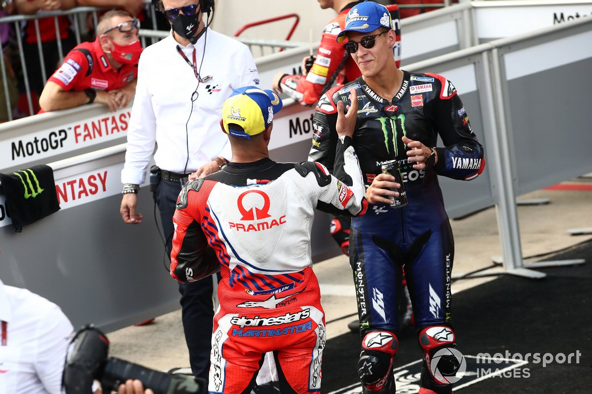 Il polesitter Jorge Martin, Pramac Racing, secondo classificato Fabio Quartararo, Yamaha Factory Racing