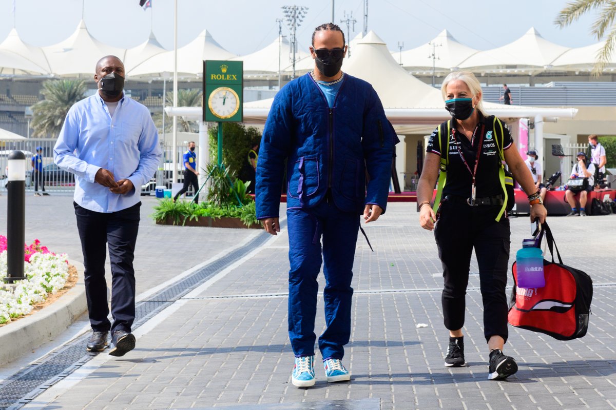 Lewis Hamilton, Mercedes, con Angela Cullen