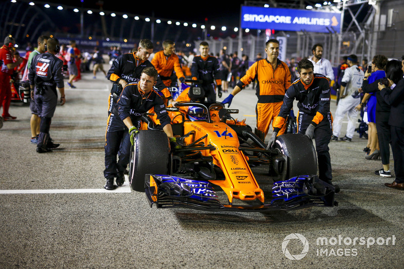 Fernando Alonso, McLaren MCL33, in griglia di partenza