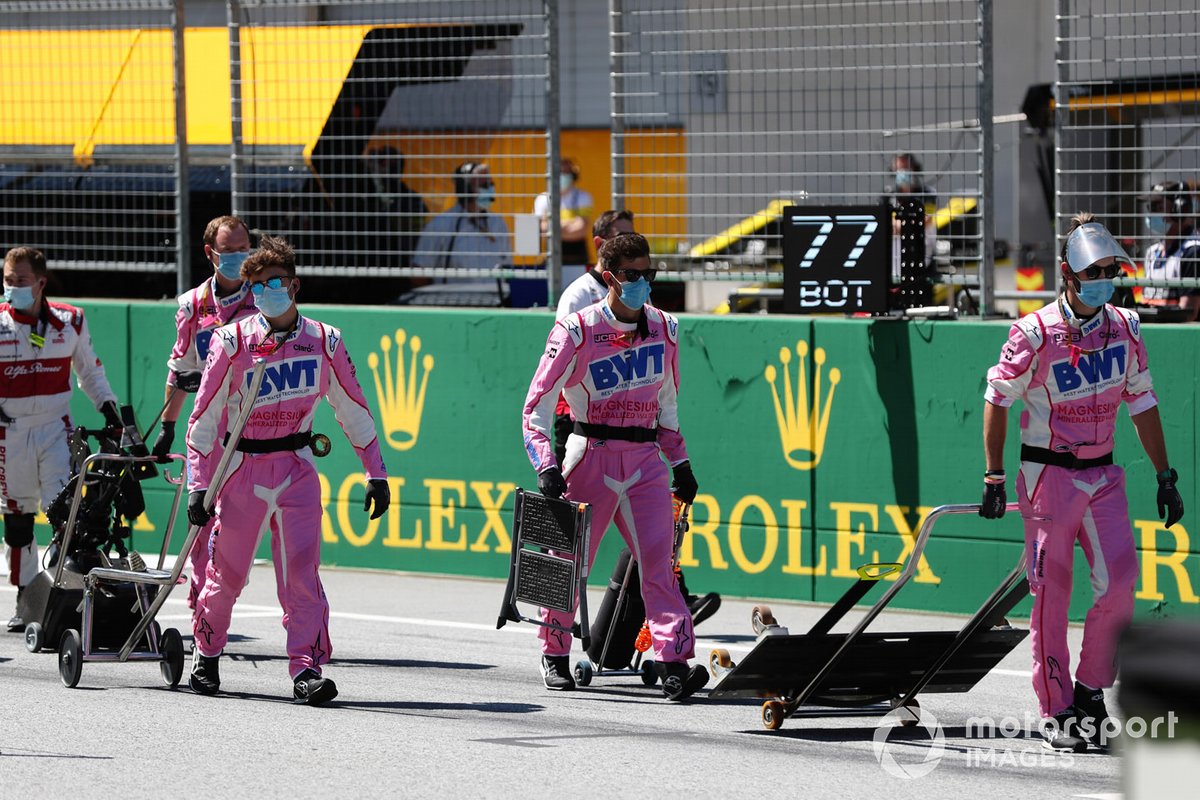 Racing Point team members on the grid