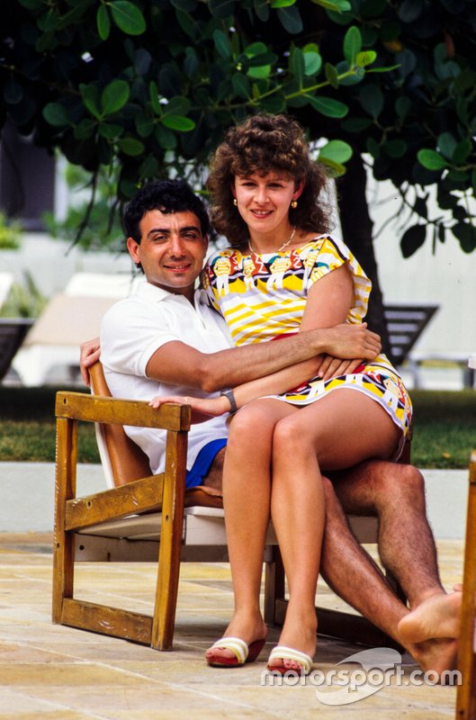 Michele Alboreto, Ferrari, and wife Nadia