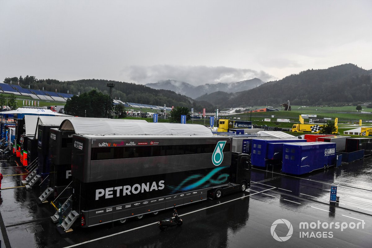La lluvia sobre el Paddock