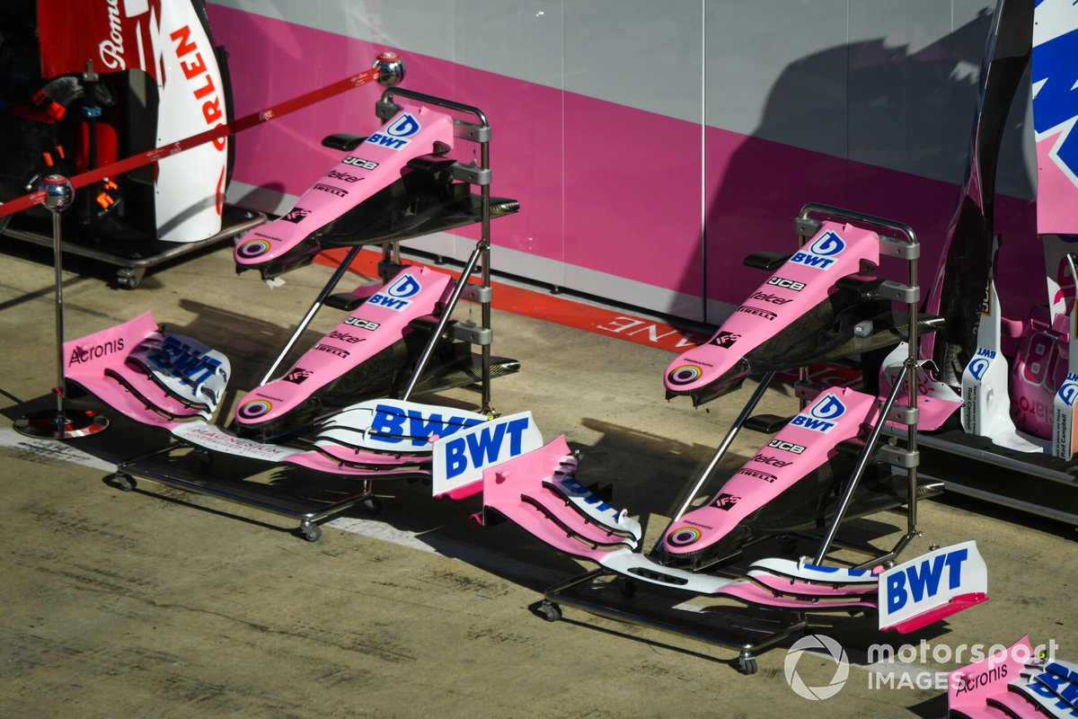 Racing Point nose cones in the pit lane