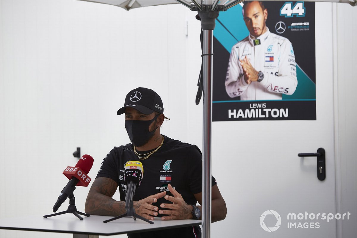 Lewis Hamilton, Mercedes-AMG Petronas F1 speaks to the media