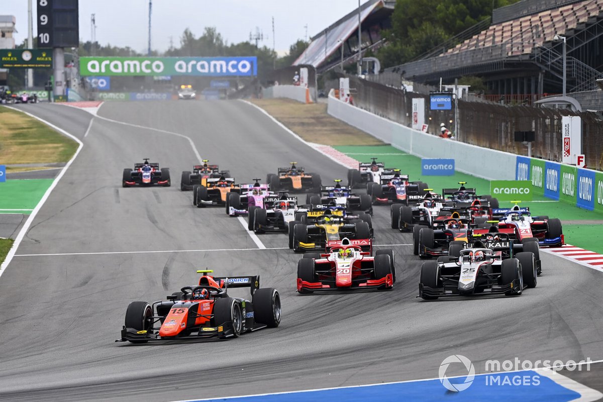 Felipe Drugovich, MP Motorsport, Luca Ghiotto, HITECH GRAND PRIX, Mick Schumacher, Prema Racing al inico
