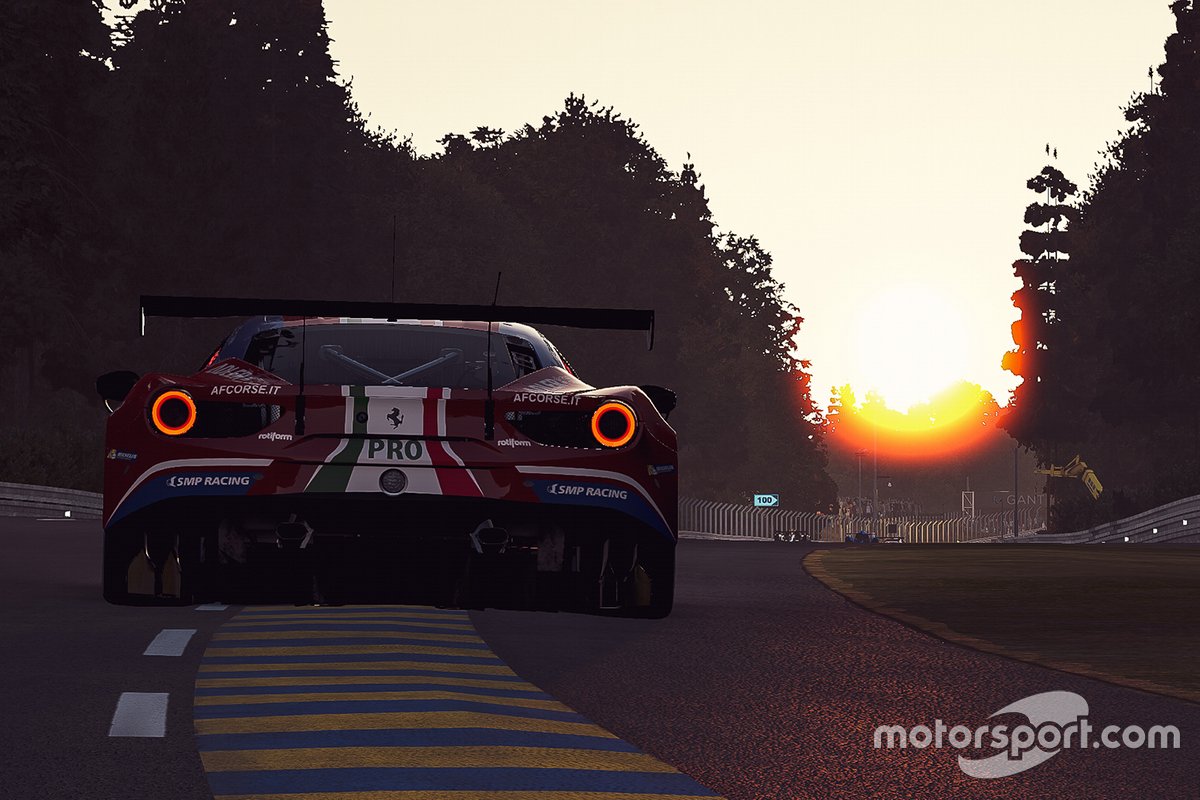 Azione di gara al tramonto