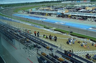 Race start with fans in the grandstand