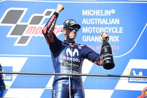 Podium : le vainqueur Maverick Viñales, Yamaha Factory Racing