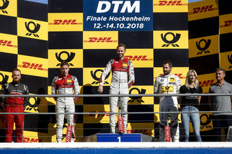 Podium: Winnaar René Rast, Audi Sport Team Rosberg, nummer twee Robin Frijns, Audi Sport Team Abt Sportsline en nummer drie Timo Glock, BMW Team RMG