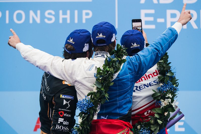 Podio: ganador Antonio Felix da Costa, BMW I Andretti Motorsports, segundo lugar Jean-Eric Vergne, DS TECHEETAH y tercer lugar Jérôme d'Ambrosio, Mahindra Racing
