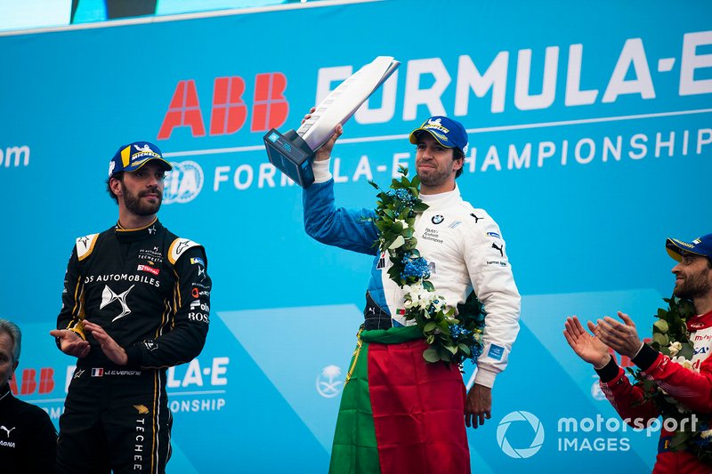 Winner Antonio Felix da Costa, BMW I Andretti Motorsports with second position Jean-Eric Vergne, DS TECHEETAH, third position Jérôme d'Ambrosio, Mahindra Racing