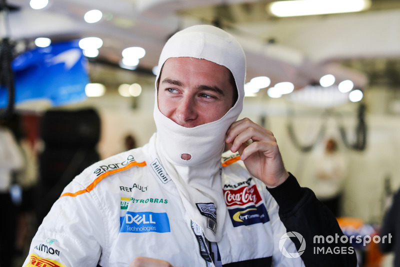 Stoffel Vandoorne, McLaren, gets ready in the garage