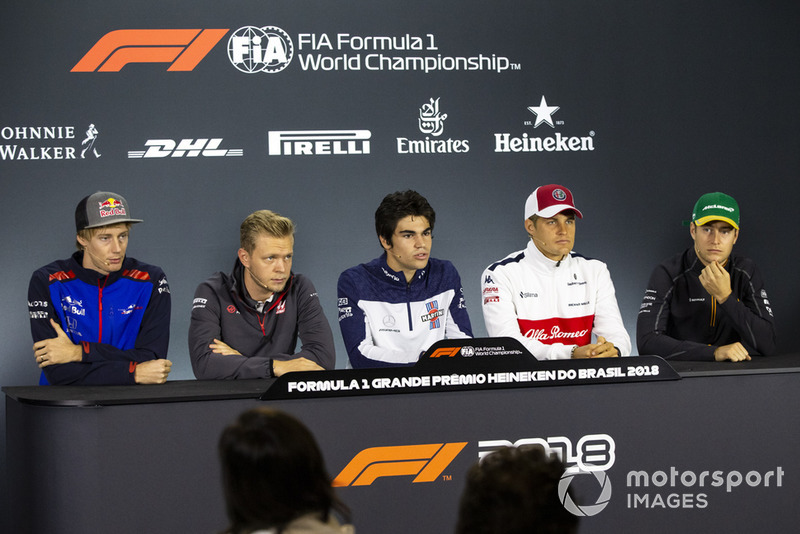 Brendon Hartley, Scuderia Toro Rosso, Kevin Magnussen, Haas F1 Team, Lance Stroll, Williams Racing, Marcus Ericsson, Sauber and Stoffel Vandoorne, McLaren in the press conference