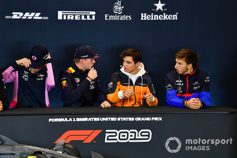 Press conference, Lance Stroll, Racing Point, Max Verstappen, Red Bull Racing, Lando Norris, McLaren and Pierre Gasly, Toro Rosso