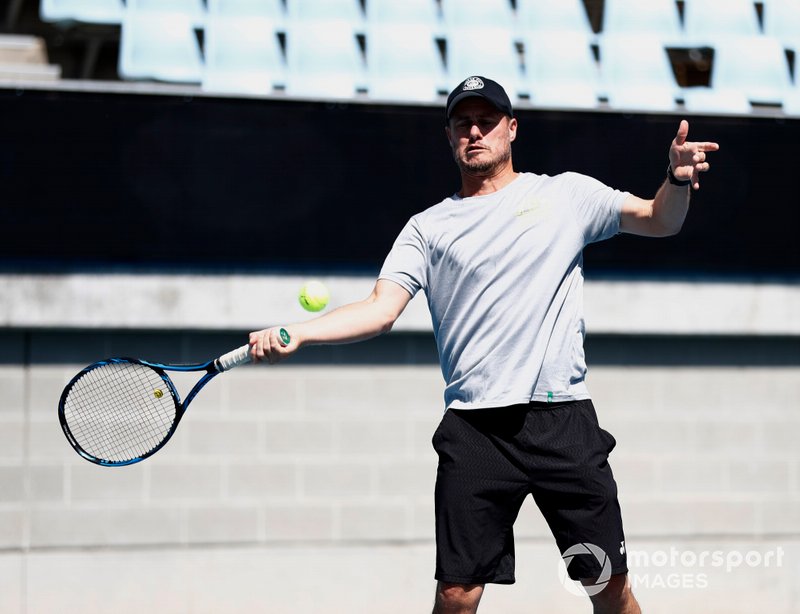 Lleyton Hewitt, Lance Stroll, Racing Point ile tenis oynuyor