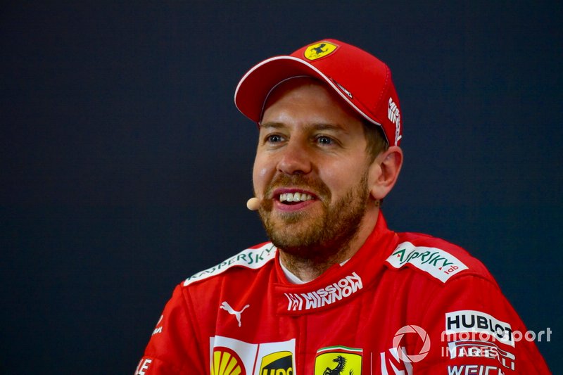 Sebastian Vettel, Ferrari, durante la conferenza stampa post Qualifiche