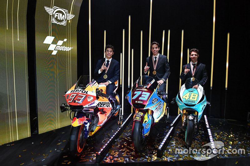 Motorrad-Weltmeister 2019: Marc Marquez (MotoGP), Alex Marquez (Moto2), Lorenzo Dalla Porta (Moto3)