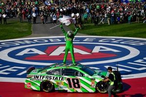 Kyle Busch, Joe Gibbs Racing, Toyota Camry Interstate Batteries celebrates after winning 