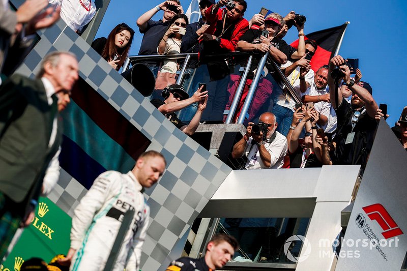 Podyum: 2. Lewis Hamilton, Mercedes AMG F1, yarış galibi Valtteri Bottas, Mercedes AMG F1, 3. Max Verstappen, Red Bull Racing