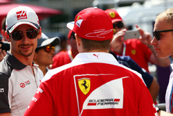 (L to R): Esteban Gutierrez, Haas F1 Team with Kimi Raikkonen, Ferrari and Valtteri Bottas, Williams on the drivers parade