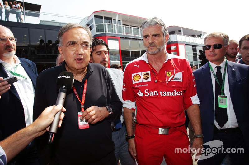 (L to R): Sergio Marchionne, Ferrari President and CEO of Fiat Chrysler Automobiles with Maurizio Ar