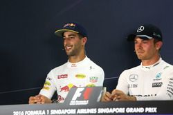 (L to R): Daniel Ricciardo, Red Bull Racing and Nico Rosberg, Mercedes AMG F1 in the FIA Press Confe