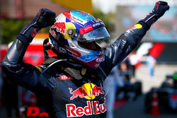 Max Verstappen, Red Bull Racing celebrates his first F1 win in parc ferme