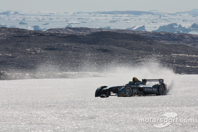 Lucas di Grassi drives on the Arctic ice cap