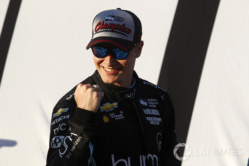 2017-kampioen Josef Newgarden, Team Penske Chevrolet viert feest